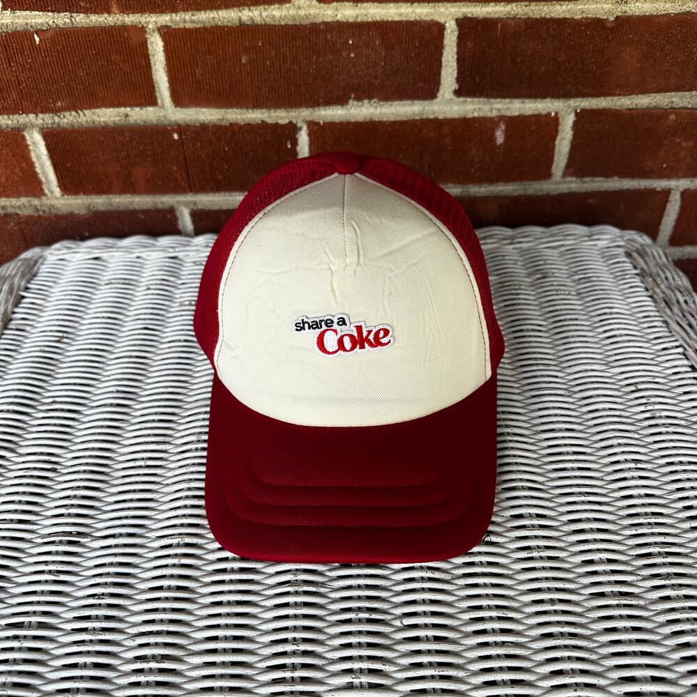 Coca-Cola Share a Coke Red Cream Mesh Snapback Trucker Hat